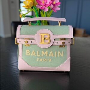 Balmain B-Buzz 23 Pink and Green Rare Bag NWT